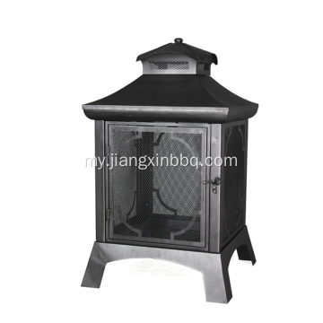 Black Sand Paint Steel Wood Outdoor Firepit ၊